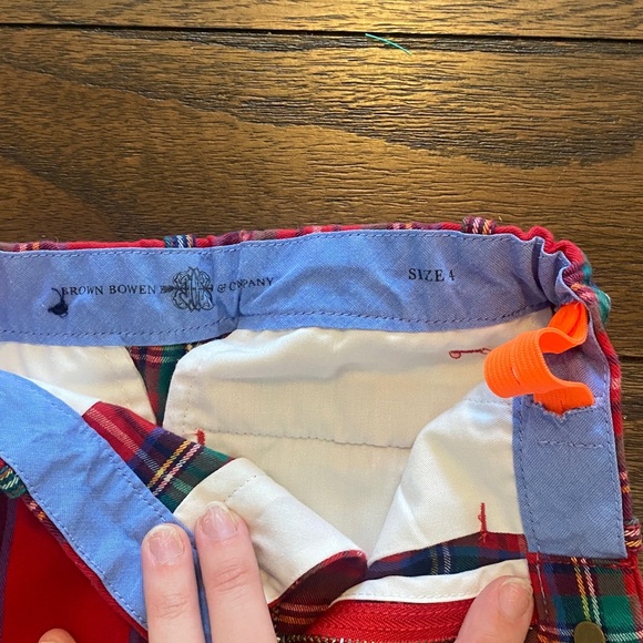 Brown Bowne & Co Tybee Tartan Palmetto Red Christmas Plaid Print Pants Boys Sz 4 - Picture 7 of 8